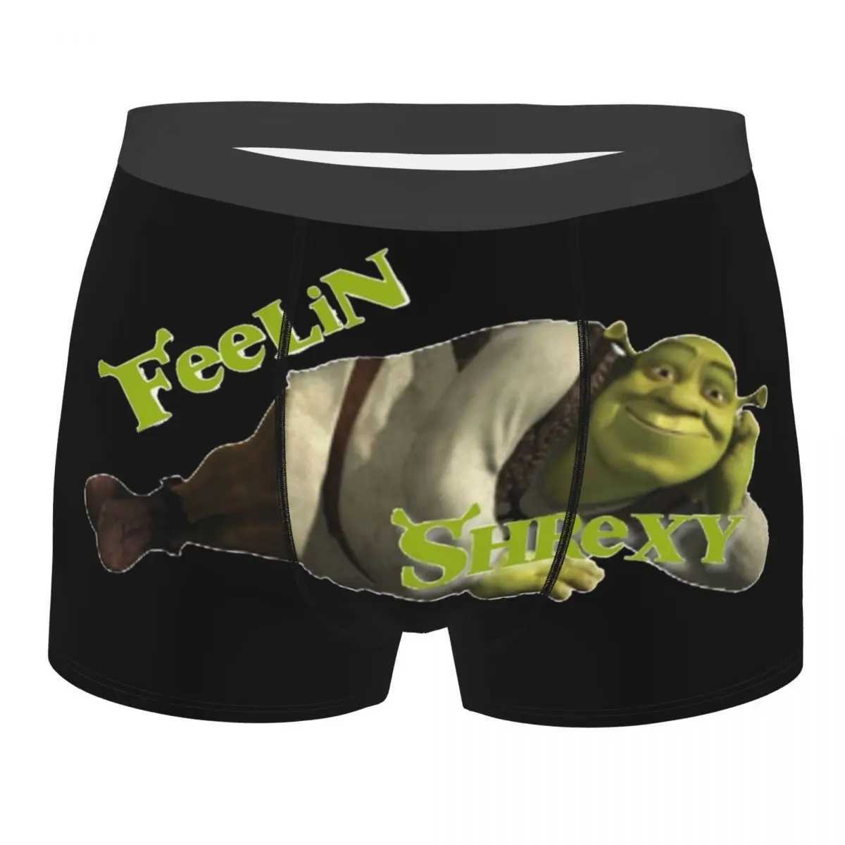 Mens Feelin Shrexy meme boxer underwear mid waist underwear humorous Shreks mens printed S-XXL underwear X241207
