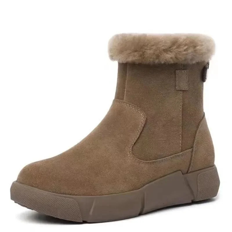 2024 Fashion Womens Shoes Short Plush Selling Side Zipper Daily Boots Round Toes Keep Warm Ankle 241206