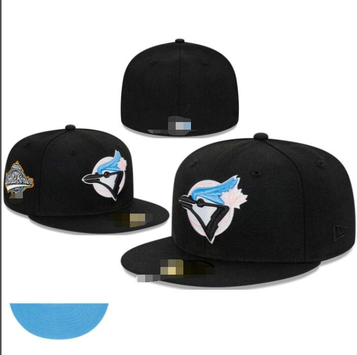 Baseball Blue Jays 2024 Mens Baseball Team 2024 World Series Champions Full Closed Caps Summer Letter Bone Black Color Casual Sport Flat Fitted Hats a