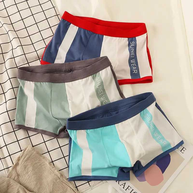 3 pieces/set mens underwear pure cotton personalized boxer breathable and comfortable printed underwear X241207
