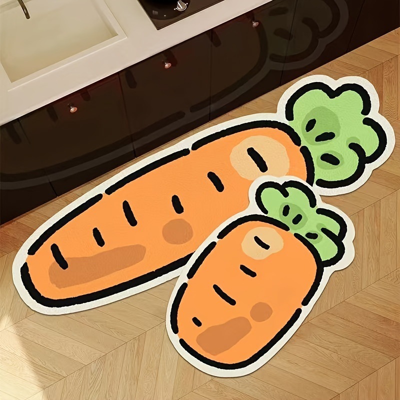 Cartoon Carrot Diatom Mud Kitchen Floor Mats Absorbent Quick-drying Non-slip Bathroom Door Mats Easy To Care For