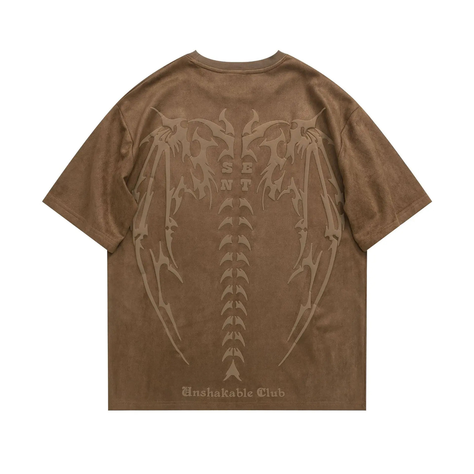 Summer Retro Mens Shirt Skull Print High Street Loose Short Sleeve T-shirt Top Suede Y2k Youth Casual Hip Hop T-shirt