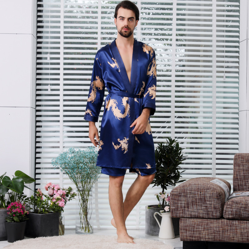 2025 Designer s new two piece silk inspired bathrobe set fashion plus size men s and women s summer couple pajamas home wear
