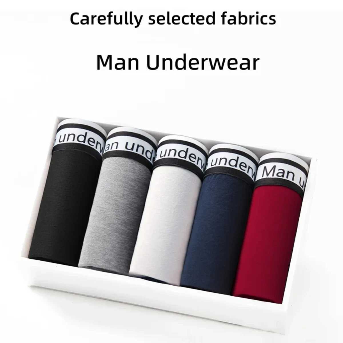 4 pieces of mens underwear cotton boxing shorts mens breathable mid waist underwear solid color boxing shorts mens fashion sexy S-XL X241207