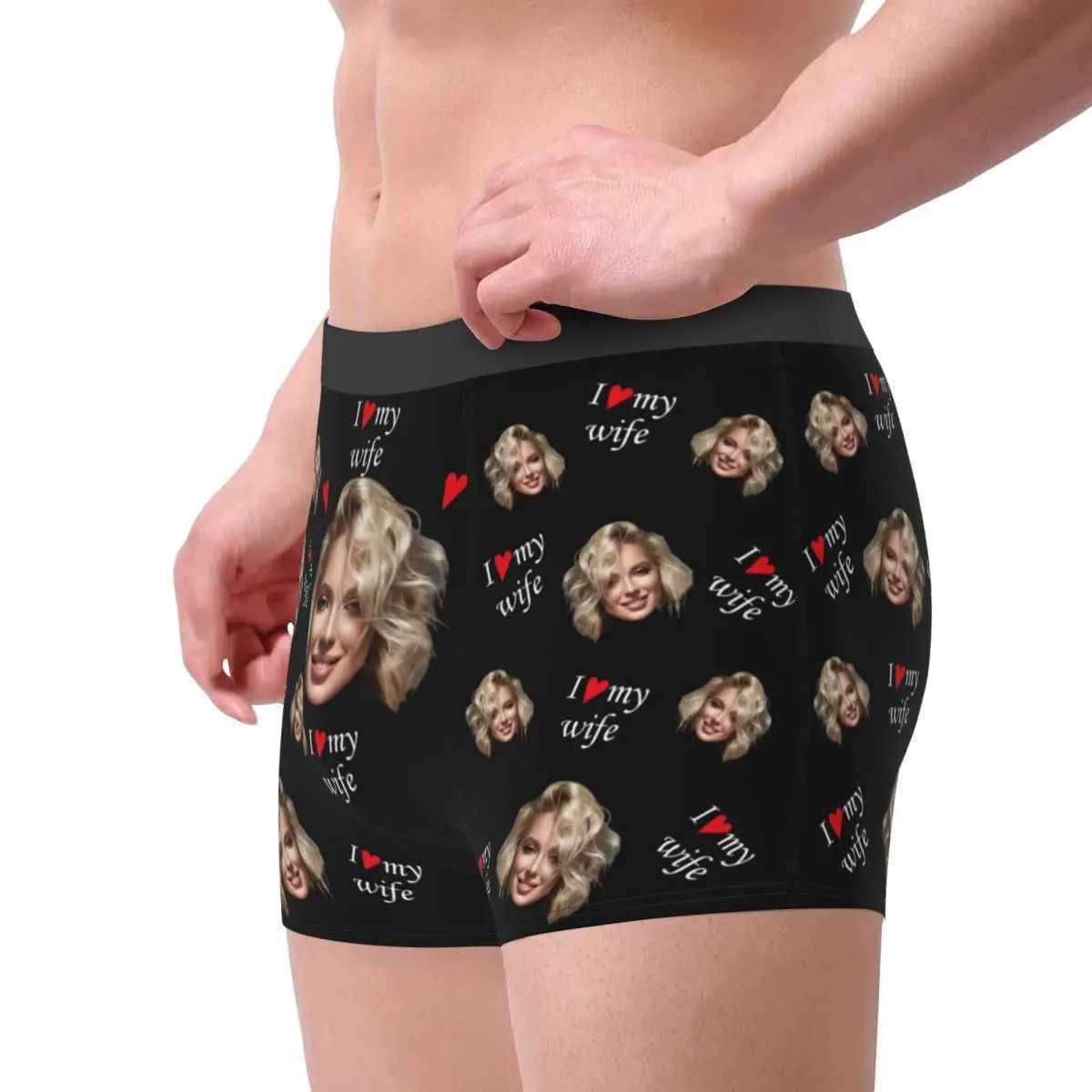I love my wife. Customized personalized facial photos for my boyfriends gift. Mens underwear boxing shorts underwear soft underwear X241207