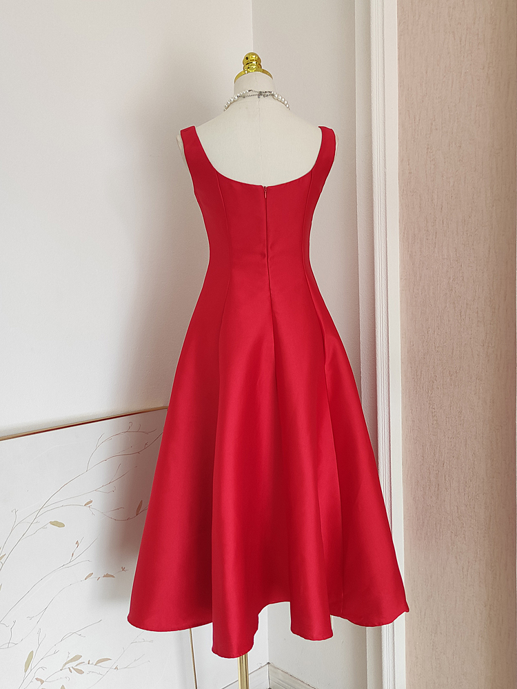 Dresses Thick Satin Spaghetti Strap Wedding Party Dress For Women Hepburn Style Slash Neck Backless Solid A-E Pleated Prom Vestido 2025