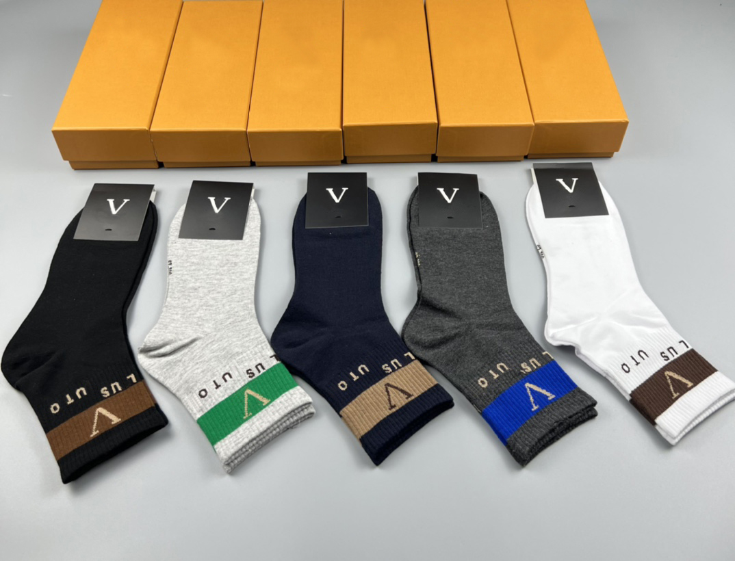 Luxury Mens Designer Cotton Socks Men Womens Socking Five Pair Winter Fashion Letter Printed Sock Embroidery Cotton Man Woman Sports Sock