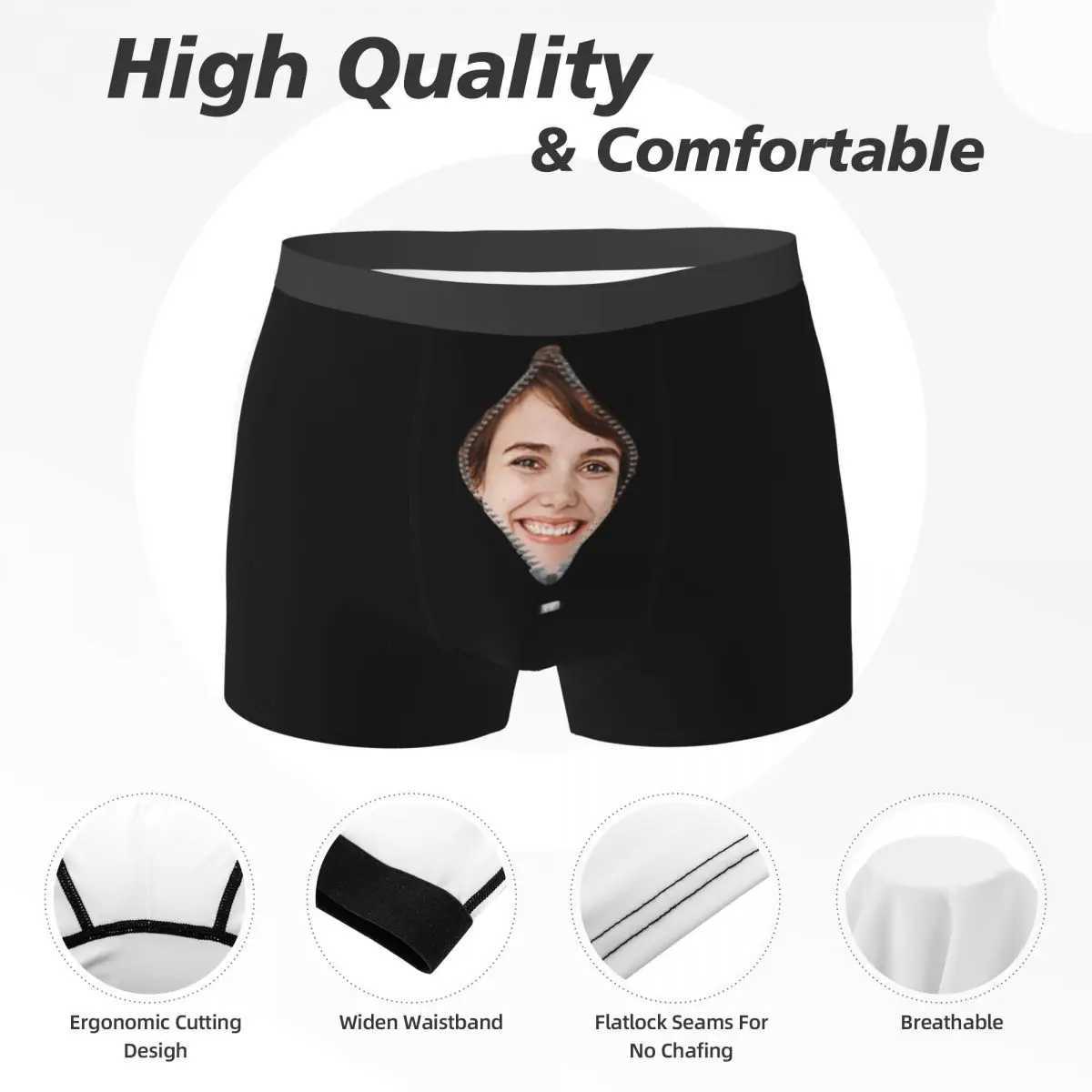 Customized personalized facial photos mens long underwear boxing underwear shorts printed soft underwear mens S-XXL X241207