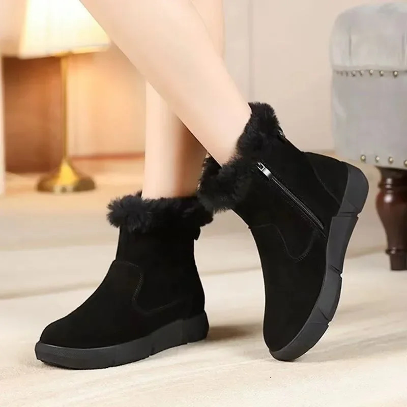 2024 Fashion Womens Shoes Short Plush Selling Side Zipper Daily Boots Round Toes Keep Warm Ankle 241206