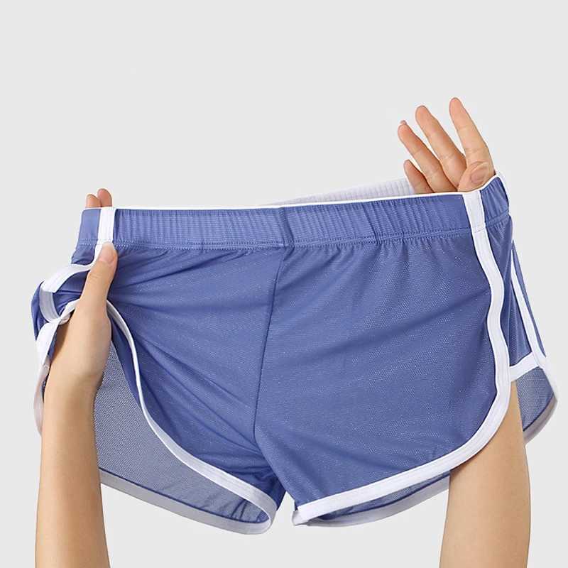Mens ice silk arrow shorts boxing shorts mid waist quick drying thin underwear loose breathable underwear X241207