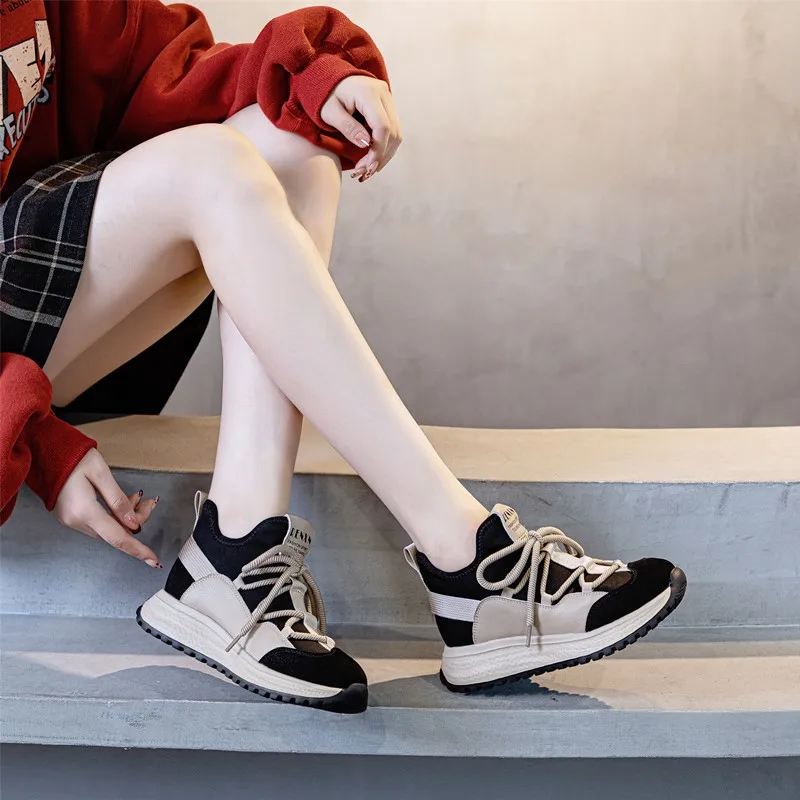 AIYUQI Women's Sneakers Retro Genuine Leather Forrest Gump Shoes Women's Platform German Training Shoes Women