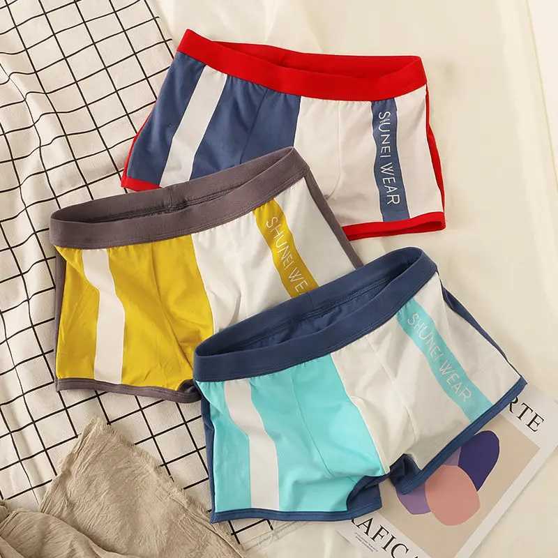 3 pieces/set mens underwear pure cotton personalized boxer breathable and comfortable printed underwear X241207