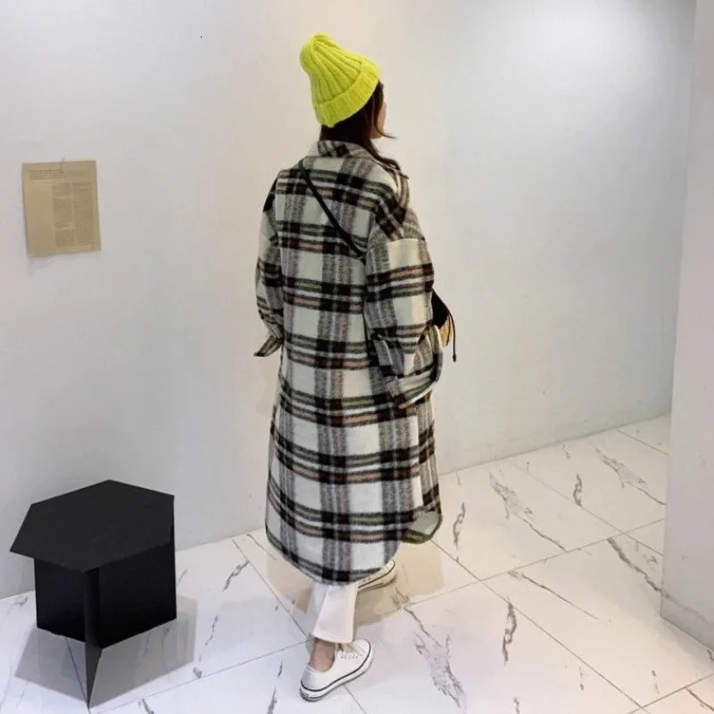 Womens Fashion Plain Wool Coat Womens Winter Thick Warm Korean Long Sleeve Collar Jacket Coat 241204