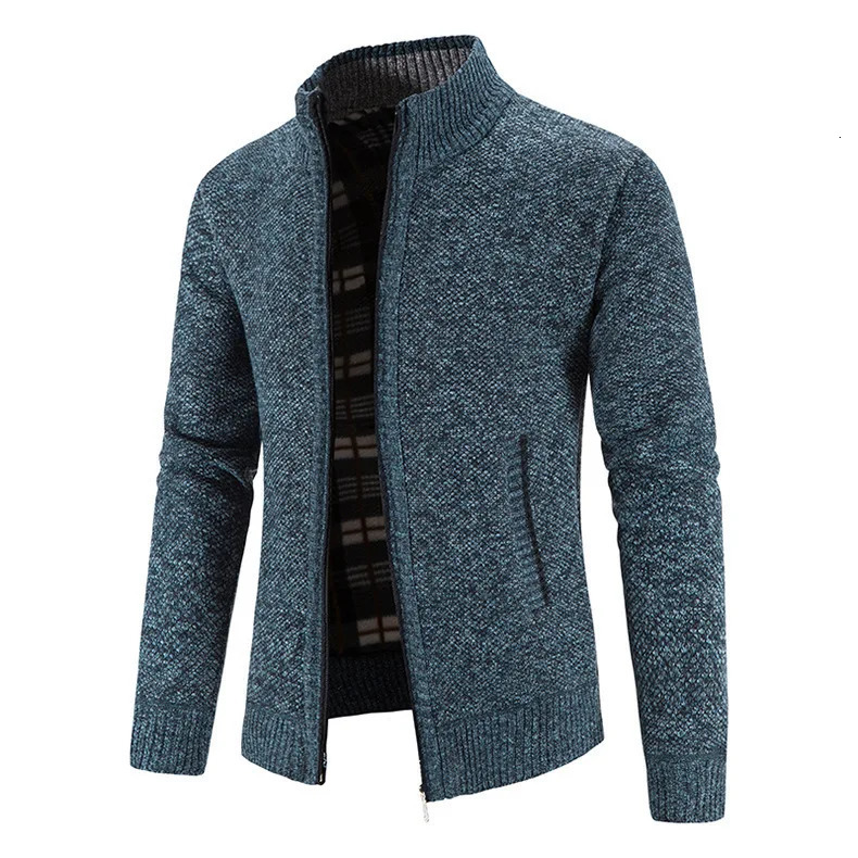 High quality mens casual cardigan slim fit stand up collar zipper wool warm jacket fashionable mens sweater 7 colors 241205