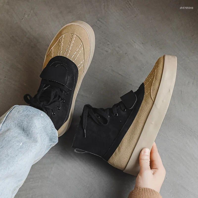 Skate Lace Up Casual Shoes Sneakers Men High Top Canvas Man Vulcanized Retro rendy Walking Shoes Versatile Streetwear Daily Footwear