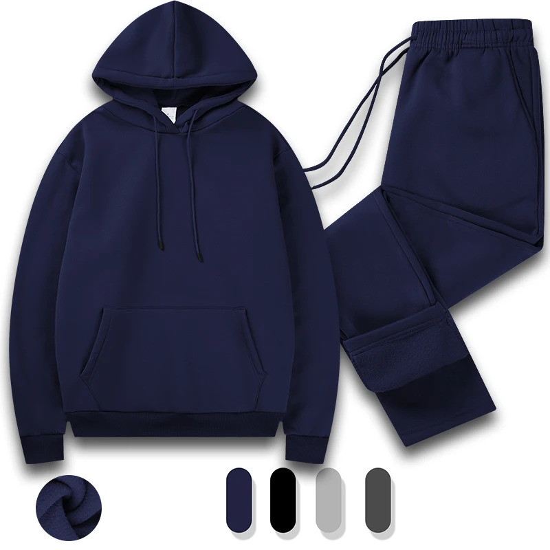 Mens 2-piece large and tall long sleeved hooded sweatshirt activity suit gym training stretching suit 241205