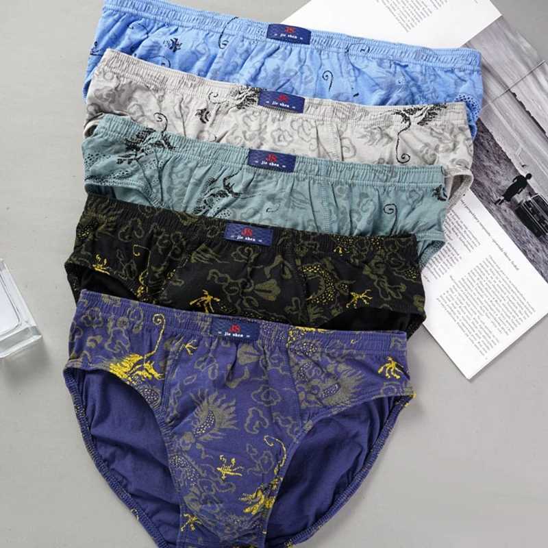 2 pieces/batch of 100% pure cotton mens printed underwear loose size underwear moisture absorbing and breathable underwear X241207