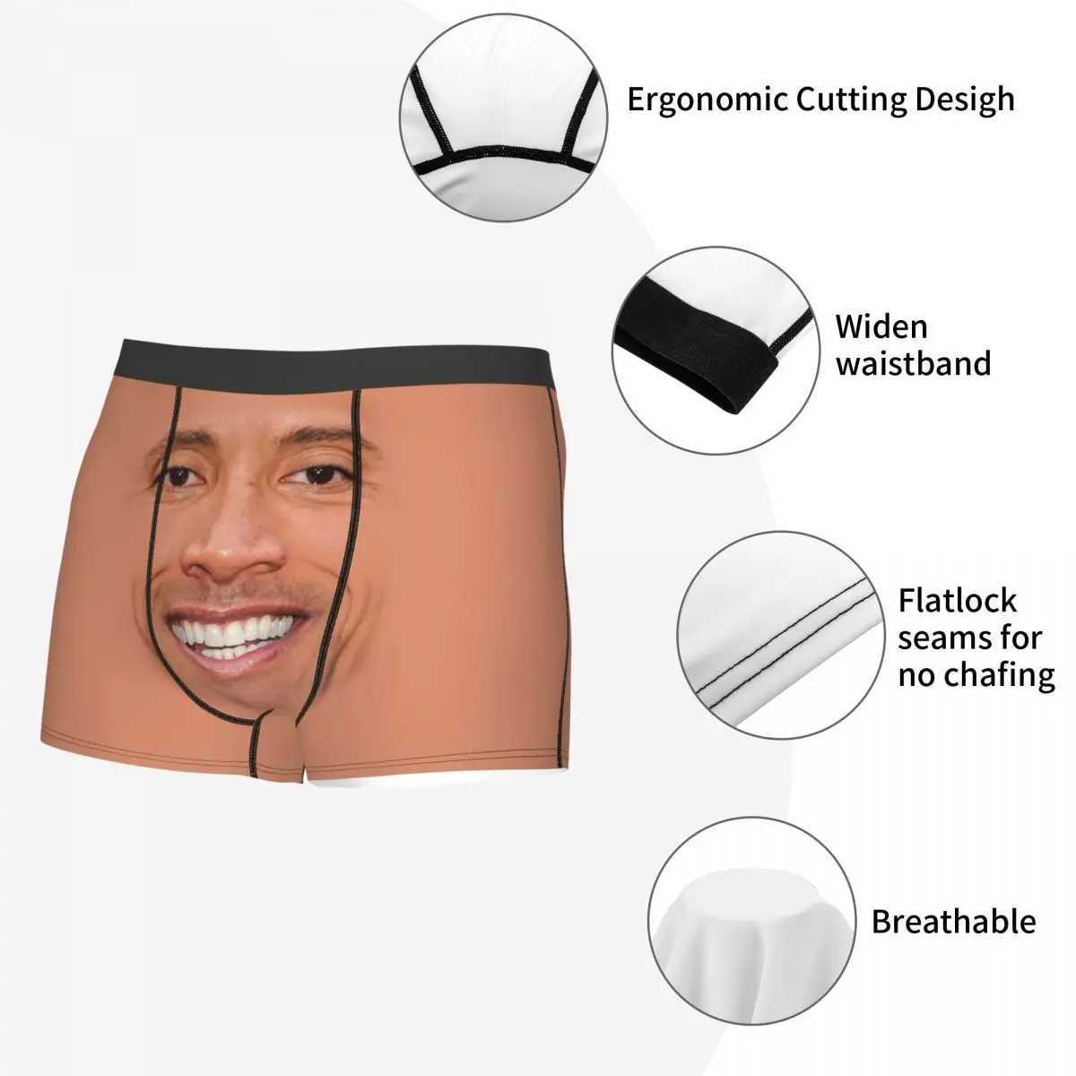 Customized Mens Cool Rock DeWayne Meme Underwear American Actor Johnson Boxer Underwear Stretch Shorts Underwear X241207