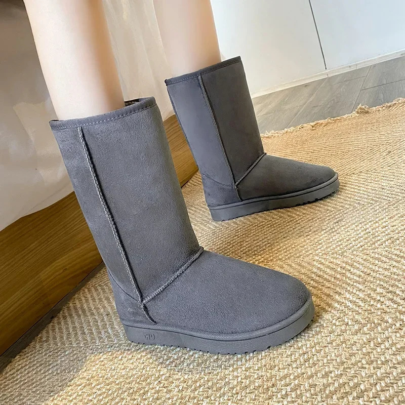 casual and comfortable winter round toe thick sole solid color warm fashionable midrange snow boots 241206