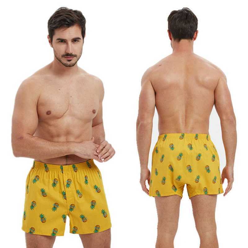 Mens flat shorts printed underwear cotton square shorts breathable and comfortable Aro pants home clothing X241207