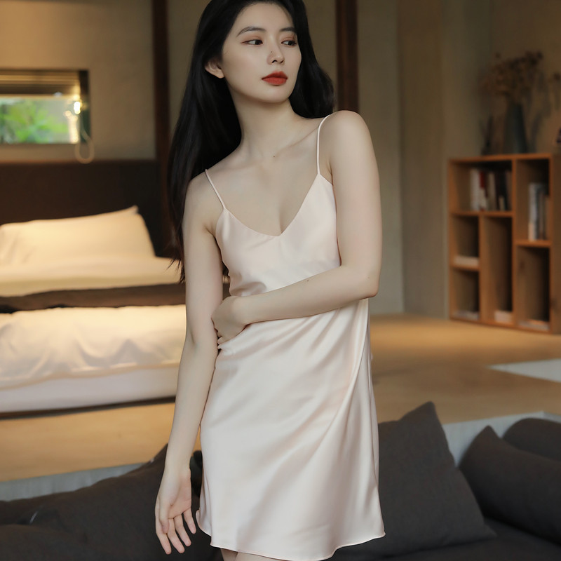 B491-Modal nightdress women's summer loose large size thin home clothes leisure medium and long sleeveless dress can be worn outside