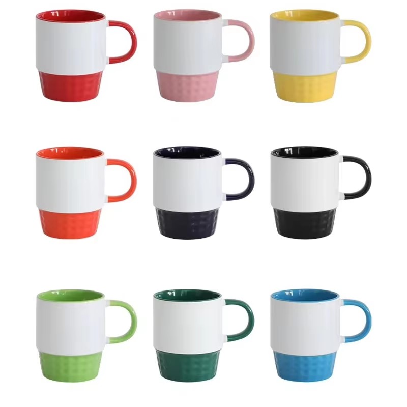 Inner Colorful Custom 11oz Sublimation Blanks Ceramic Coffee Mugs With Handle Porcelain Espresso Cups For Tea Milk Latte Hot Cocoa