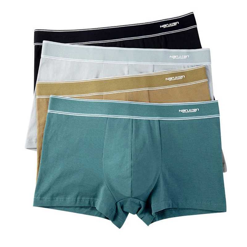 4 pieces/batch mens underwear sexy boxer shorts cotton underwear mens solid underwear mens soft U-shaped transparent underwear enlarged size L-6XL X24