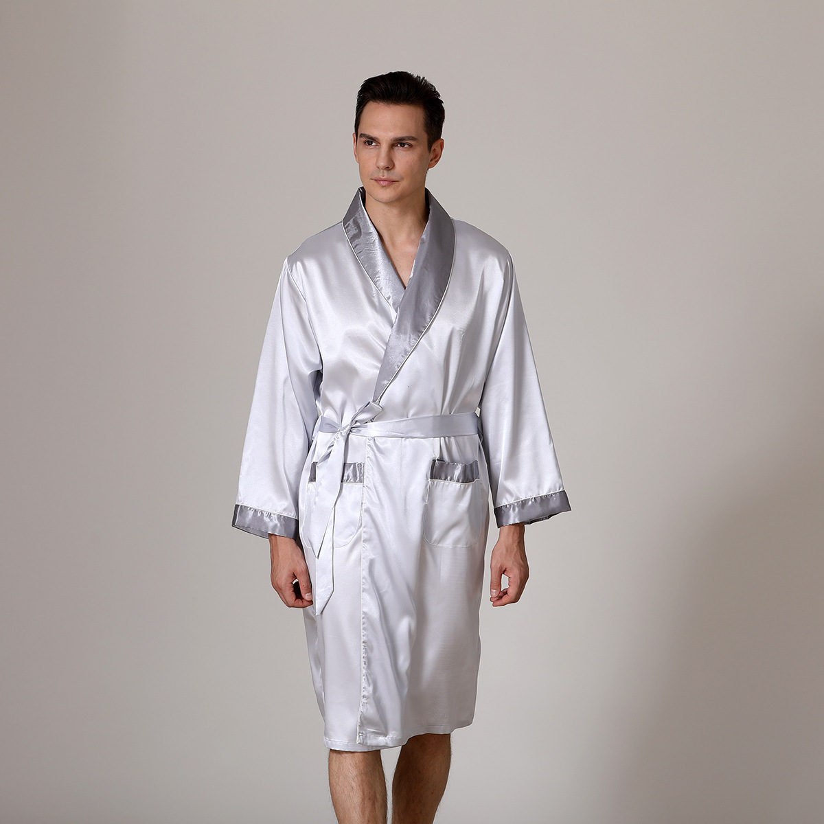 fashion 2025 New designer men s summer thin ice silk sleepwear with oversized bathrobe for home wear