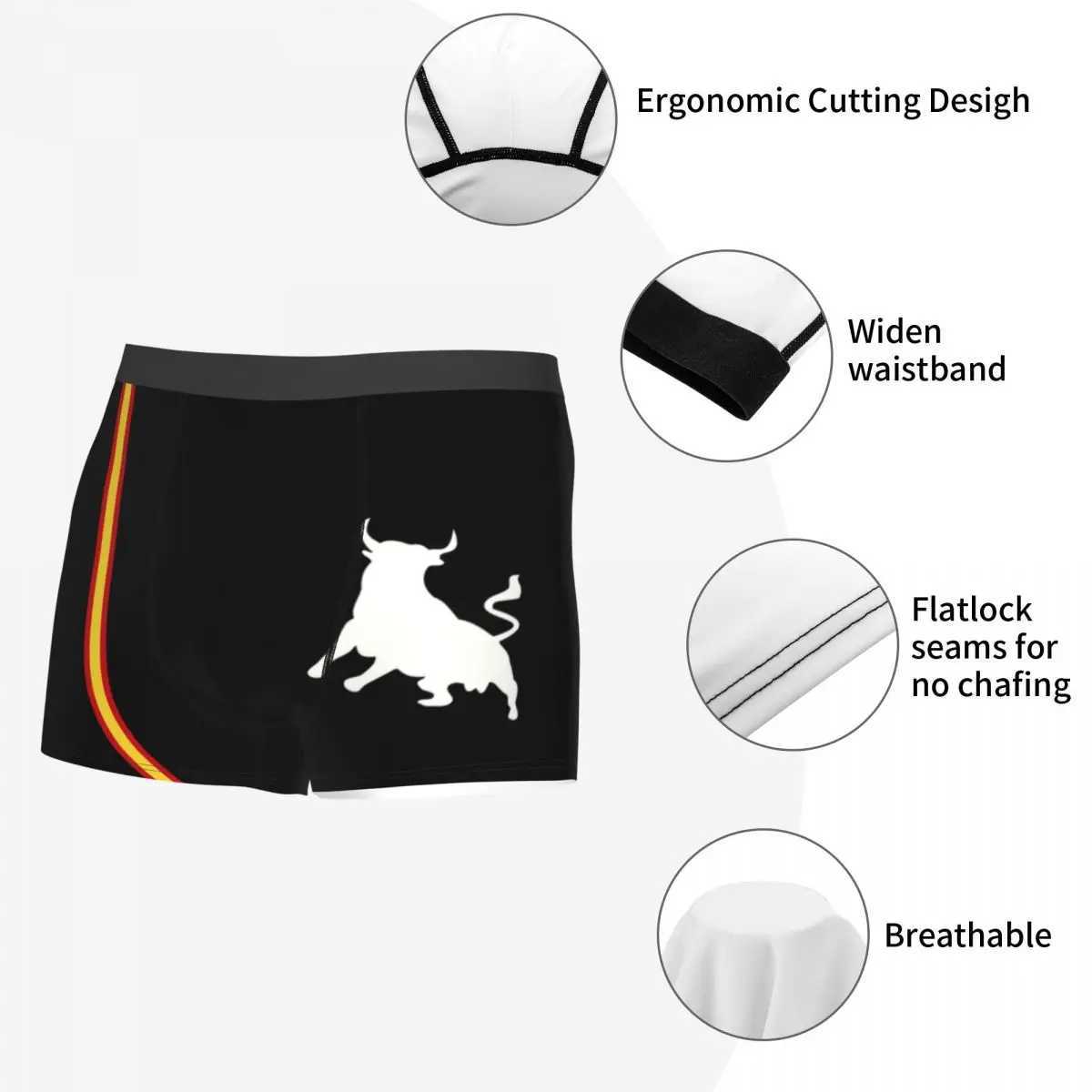 Spanish Bulls Spanish Flag Underwear Mens Sexy Printed Custom Patriotic Boxer Underwear Shorts Soft Underwear X241207