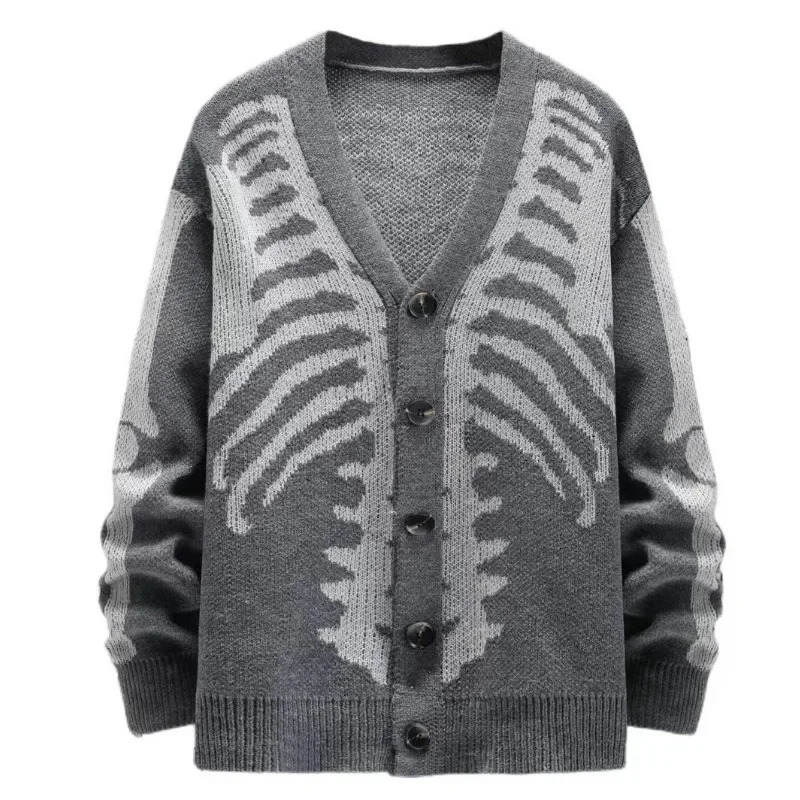 Autumn/Winter Sweater Jacket Jacquard Halloween Knitted Open Knitted Woolen Sweater for Men and Women 241205
