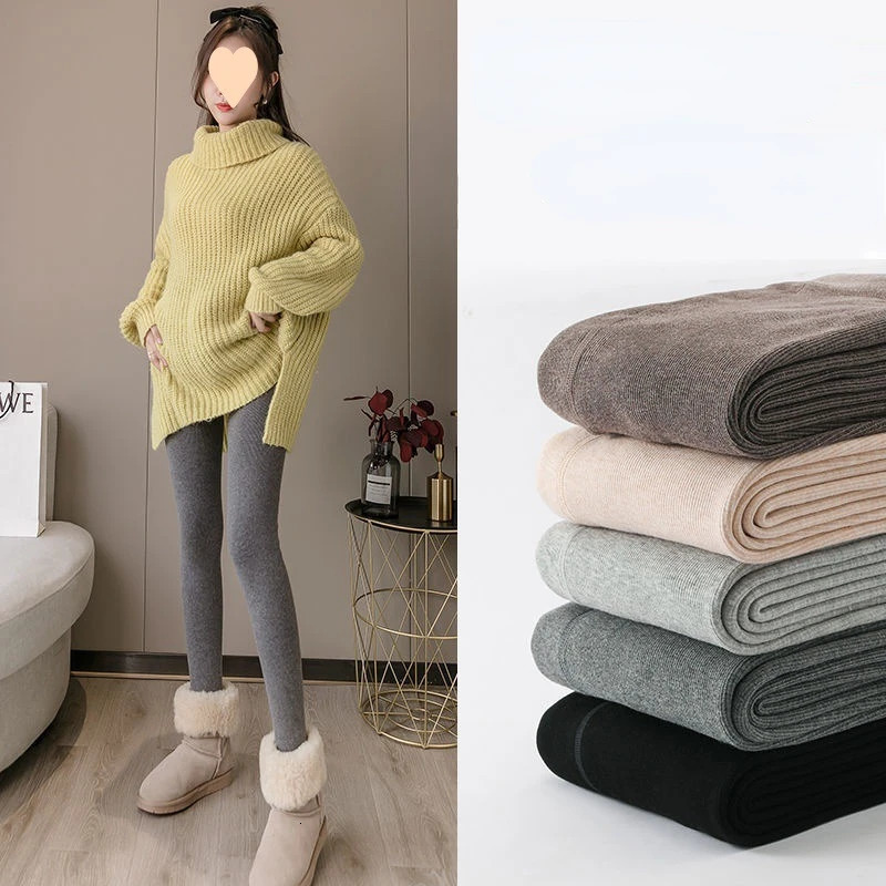 Autumn Winter Womens Long Legs Plush Thick Pants High Waist Pantyhose Grey Warm Cotton Womens Pants 241206