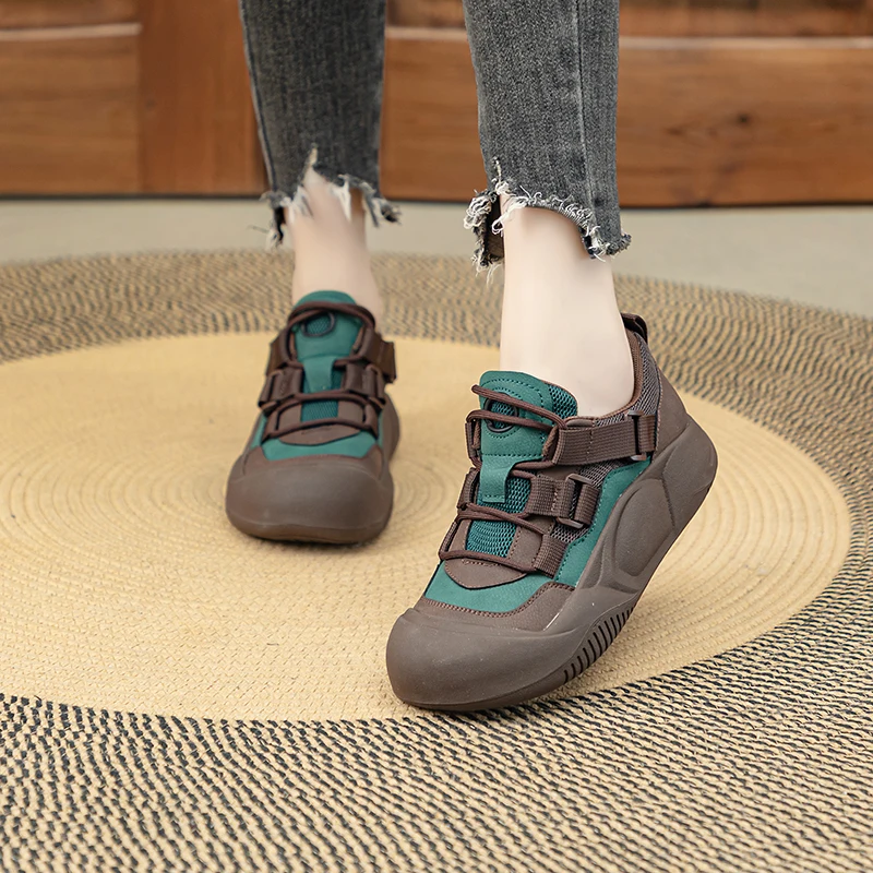 AIYUQI Women Sneakers Retro Spring Slip Women Vulcanized Shoes Genuine Leather Large Size 41 42 43 Women Shoes