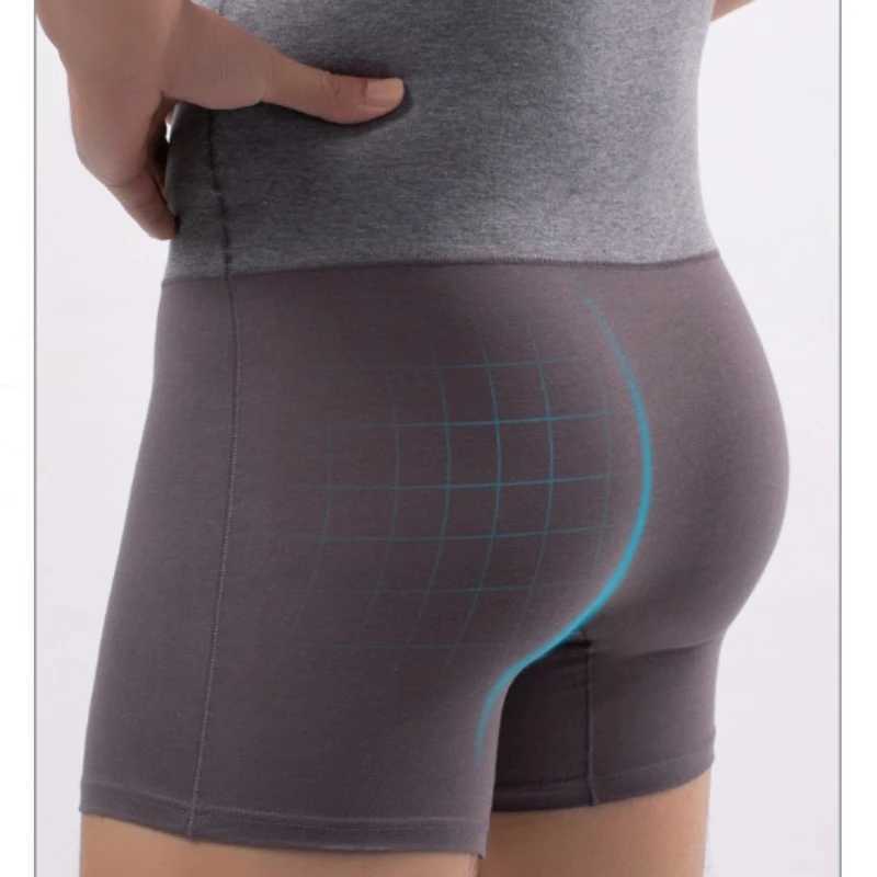 Winter mens boxing shorts high waisted with added velvet to keep warm underwear U-shaped pockets underwear shaping shorts X241207