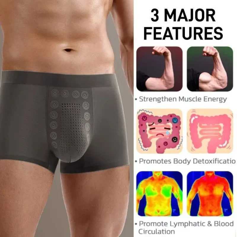 Mens magnetic therapy underwear for quick drying breathable body massage waist short particles X241207