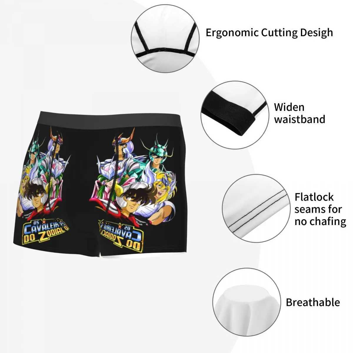 Saint Seiya Knights of the Zodiac Boxer Shorts for Men 3D Printed Cartoon Underwear X241207