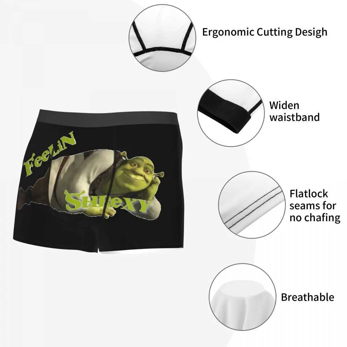 Mens Feelin Shrexy meme boxer underwear mid waist underwear humorous Shreks mens printed S-XXL underwear X241207
