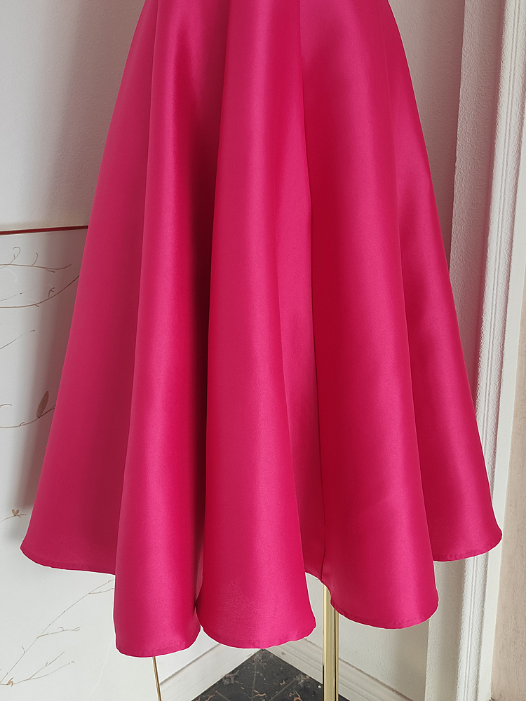 Casual Dresses Elegant Thick Satin Special Occasion Evening Prom Dress Womens Square Collar Puff Short Sleeve Solid Wedding Party Midi Ves