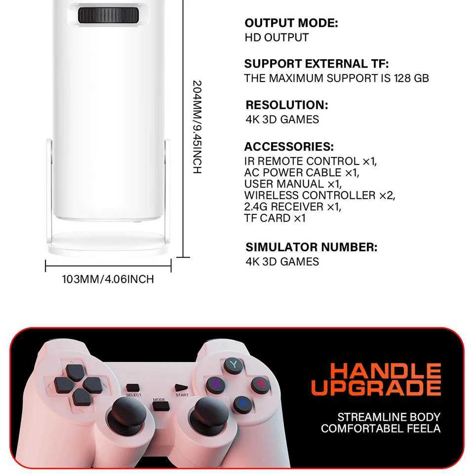 3D Game Projector P30MAX Retro Video Game Console Wireless Controller 4K ULTRA HD plug and play Android11 BT5.0 720P Home Cinema R250520