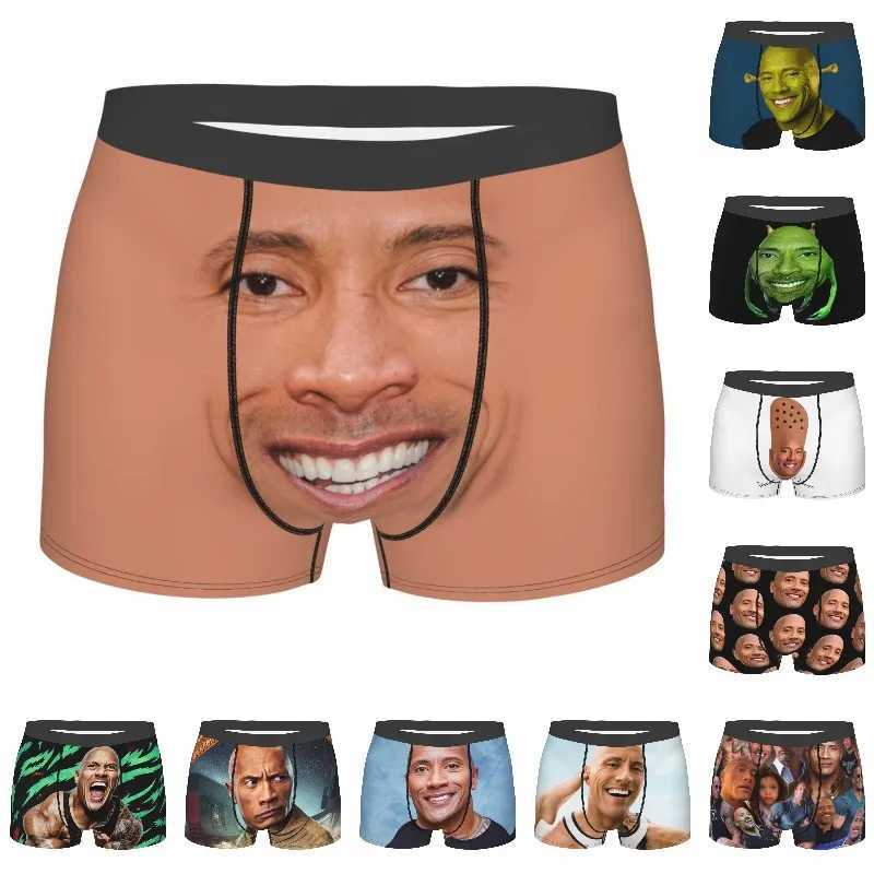 Customized Mens Cool Rock DeWayne Meme Underwear American Actor Johnson Boxer Underwear Stretch Shorts Underwear X241207
