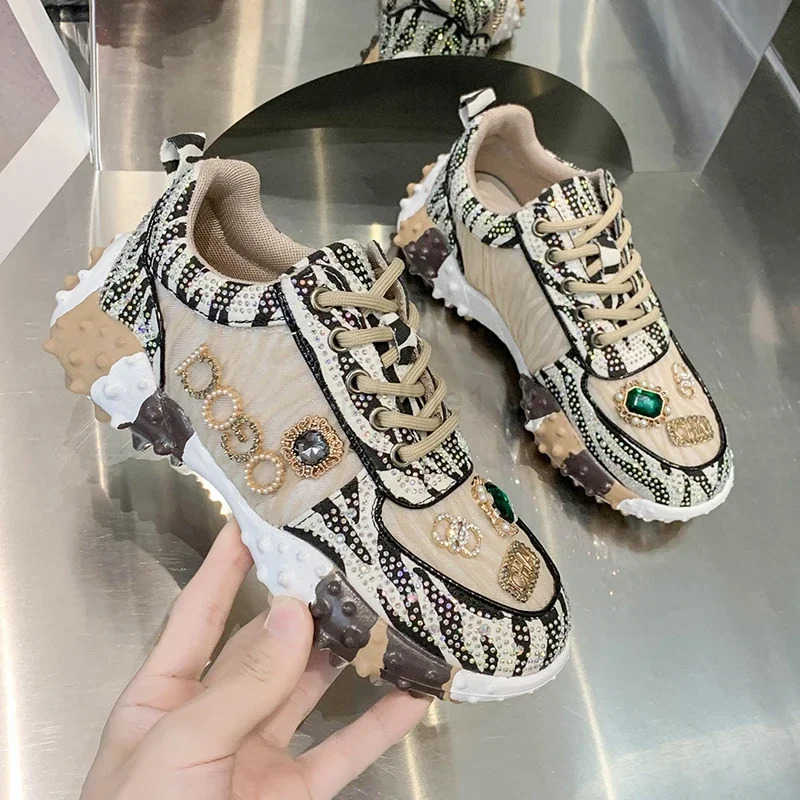 Wen Shoes Rhinone Wen Sneakser Diamond Breathable Luxury Designers Casual Thick Botts Dad Shoes Zapatos Mujer 2024 Z241208