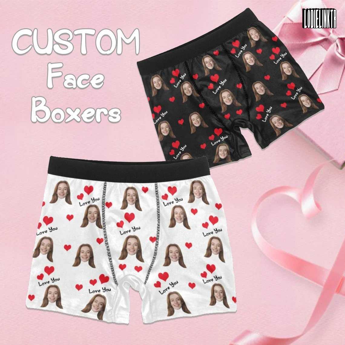 Personalized Valentines Day Gift Customized Boxer Dress with Fun Face/Photo Underwear Best Gift for Boyfriend/Husband/Wife X241207