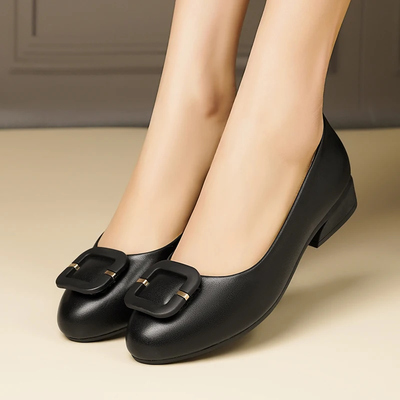 AIYUQI Beanie Shoes Women Genuine Leather Spring Shoes Women Large Size Non-Slip Women's Shoes