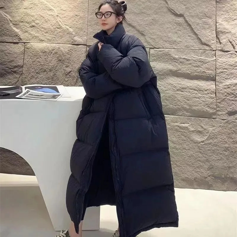 Korean Version Of The Long Cotton-Padded Jacket 2025 New Super-Long Over-The-Knee Thick Warm Couple Women's Winter Coat