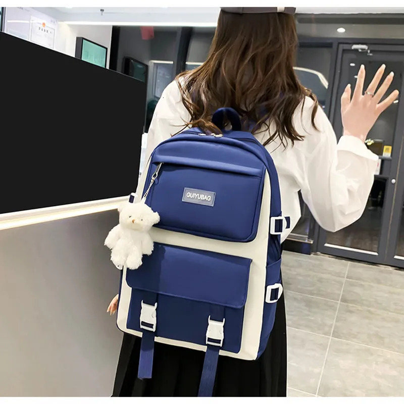 Fengdong 5 pieces/set of teenage school backpacks girls pencil bags handbags backpacks rens cute school backpacks gifts 241206