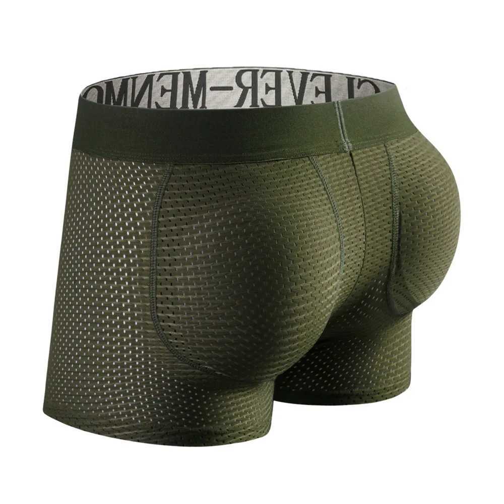 Mens Trunks Mesh Enhancement Buttocks Boxers Ruffle Fake Buttocks Underwear Padded Sponge Underwear Mens Underwear X241207