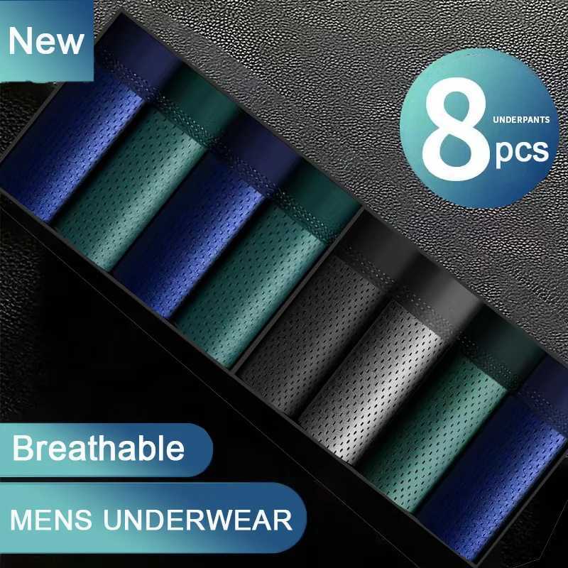 8 pieces of mens underwear bamboo fiber mens underwear solid underwear shorts breathable intimate mens underwear 4XL X241207