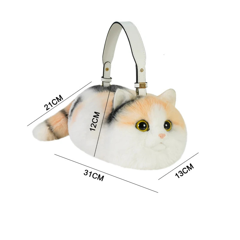 Cute Cat Shoulder Bag Womens Messenger Retro Handmade Autumn and Winter Plush 241206