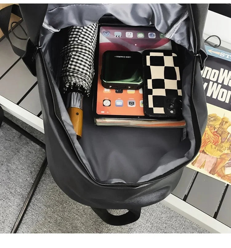 Black and white panda couple backpack large capacity PU leather waterproof school backpack teenage boys and girls middle school backpack 241206