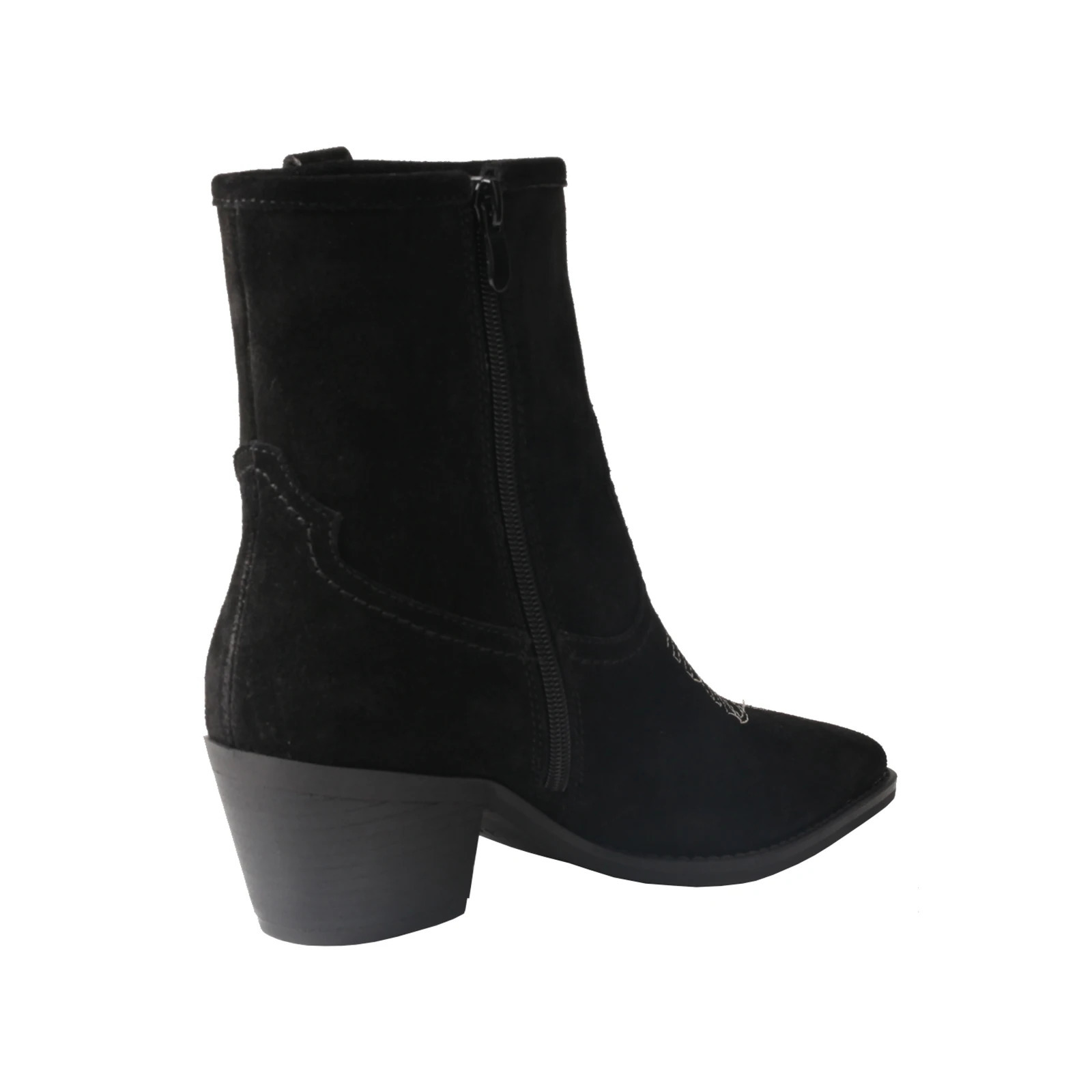 Autumn and winter French fur womens Pointed retro thick highheeled short boots 241206