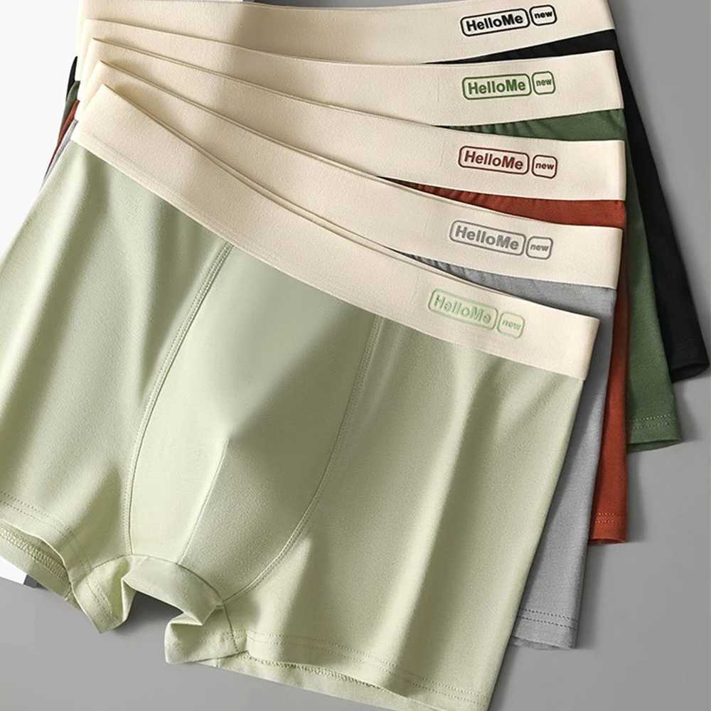 Mens underwear pure cotton mens underwear breathable boxing shorts mens boxing shorts solid color boxing shorts X241207